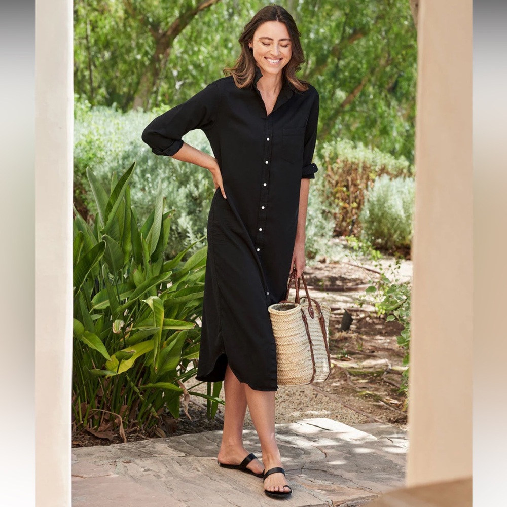 Frank & Eileen Rory Maxi Button Up Shirtdress Black Size Small